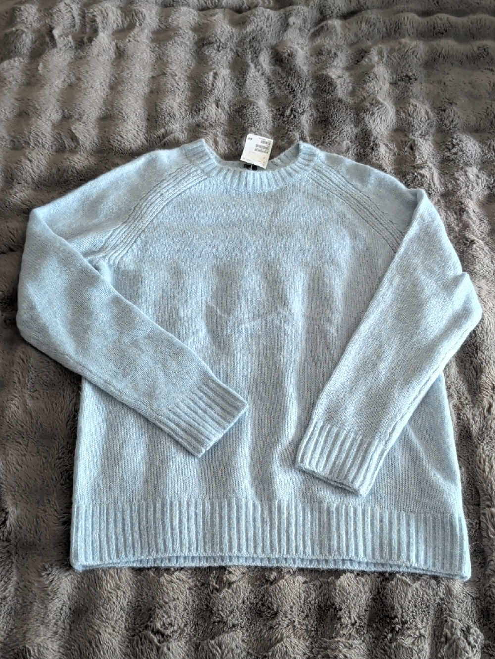 Beautiful New Light Blue Ribbed Crewneck Sweater - Men's Large